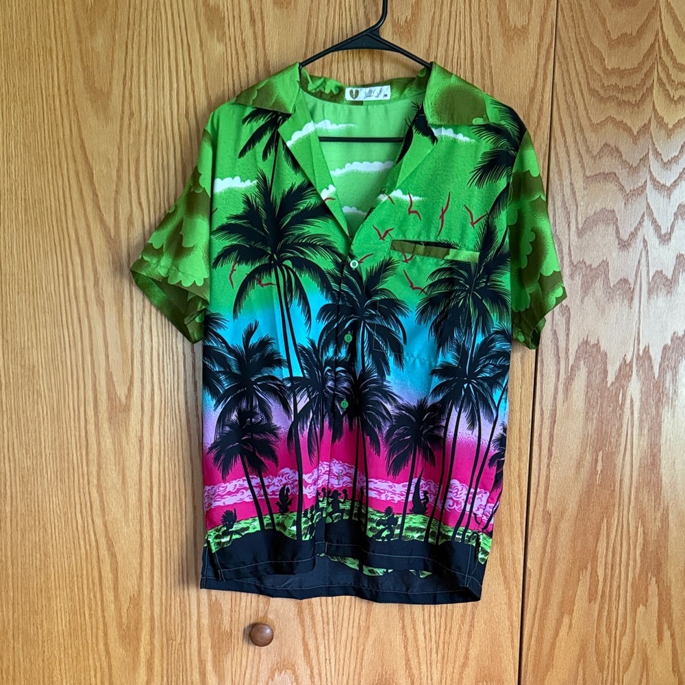 Tropical Green Button Down Shirt
